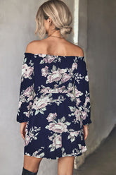 Schulterfreies Minikleid mit Blumenmuster